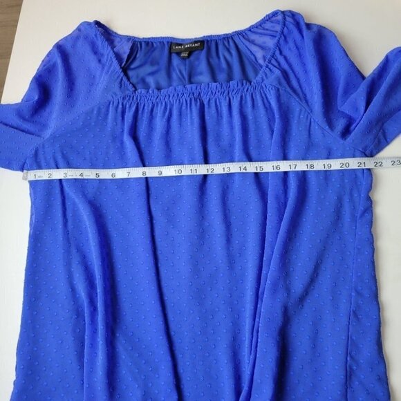 Lane bryant swiss dot blouse blue 14/16 - Picture 8 of 11